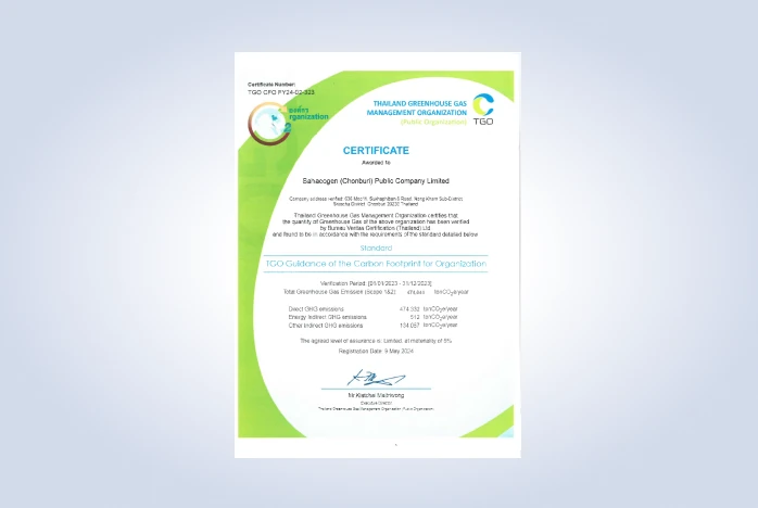 Ratchpathana  Energy  Plc. (SCG) And its subsidiaries, Sahacogen Green Co., Ltd. and Sahagreen Forests Co., Ltd., received certificates for Carbon Footprint Certification.